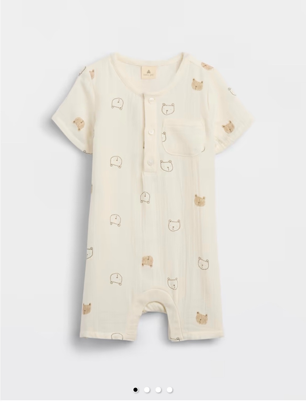 GAP Cream Short-Sleeve Bear Print One-Piece
